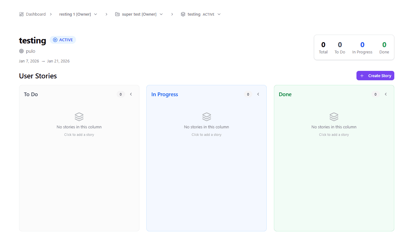 GitSprint Dashboard Mockup